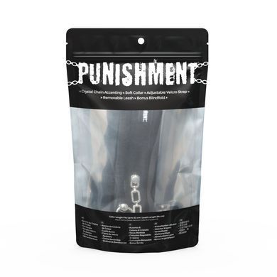 Нашийник із повідцем Punishment &ndash; Crystal Collar & Leash &ndash; Black, оздоблений кристалами, знімний повідець SX2228 фото