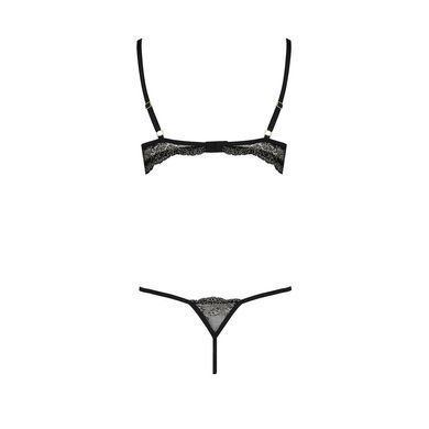 Комплект белья VALERY SET OpenBra black L/XL - Passion Exclusive: стрэпы: трусики, открытый лиф PS25104 фото