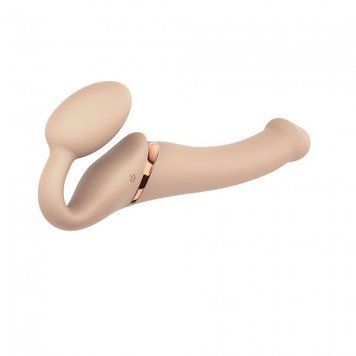 Безремневой страпон с вибрацией Strap-On-Me Vibrating Flesh M, диаметр 3,3см, пульт ДУ, регулируемый SO3355 фото