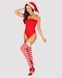 Тедді Obsessive Kissmas teddy, S/M, червоне, без бретелей, чокер, панчохи та шапка з помпоном у наборі SX1152 фото 1