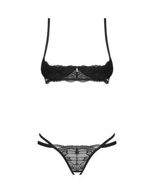 Комплект Obsessive Nutris 2-pcs crotchless set, XL/2XL, ліф з відкритими чашками, трусики з доступом SX1171 фото